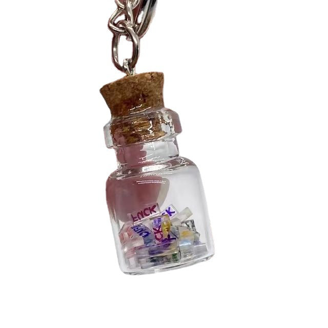 European Glass Bottle Keychain