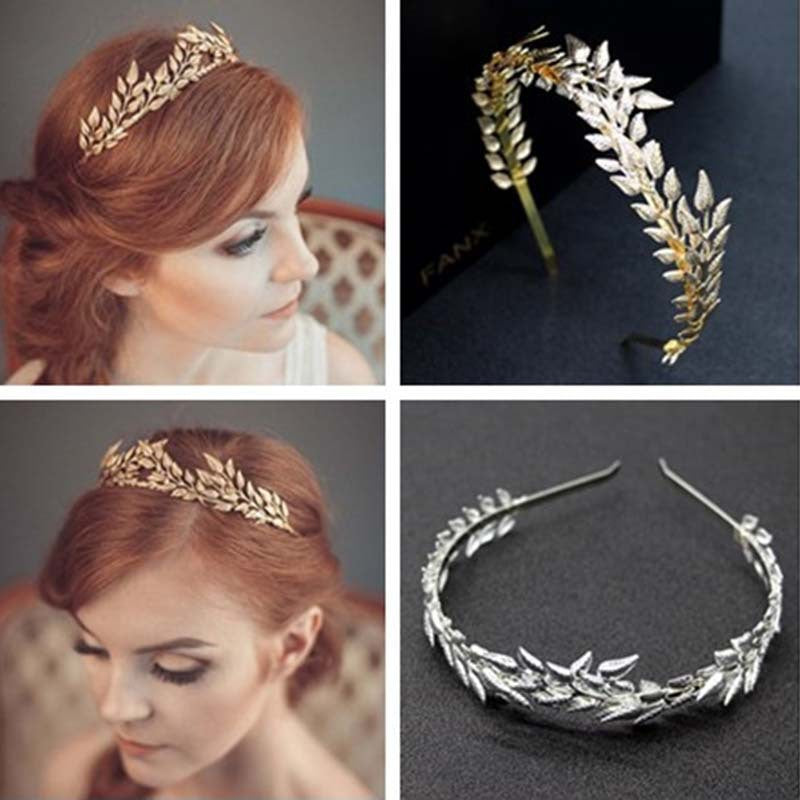 Bridal Golden Leaf Headband Alloy Crown Hair Accessories